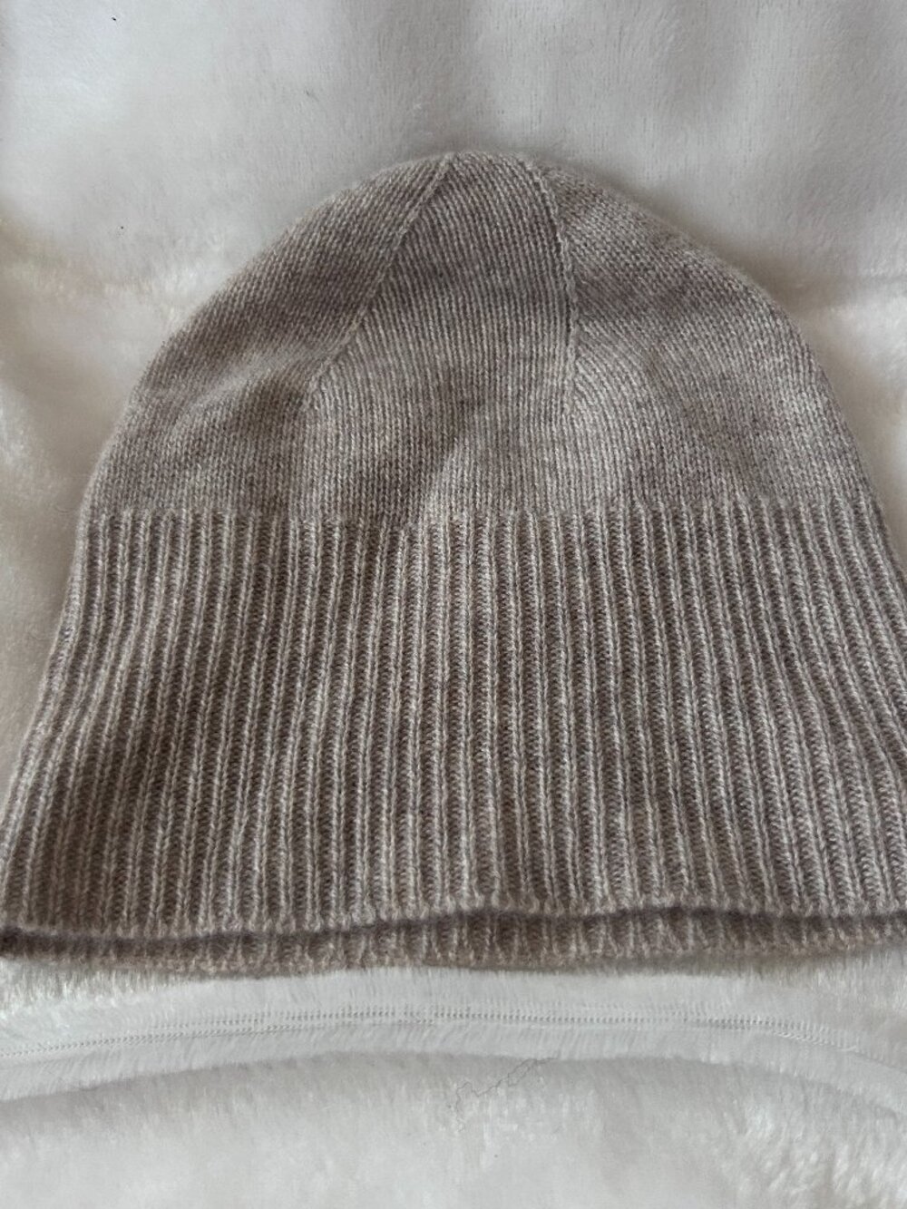 Nordstrom Rack Cashmere Beanie Hat Womens One Size Beige Grey Soft